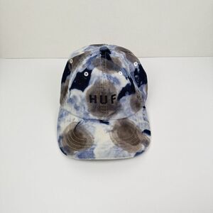 HUF SKATEBOARD CREW SPOT DYED BLUE MENS ADJUSTABLE STRAPBACK SPORT HAT 6 Panel‎